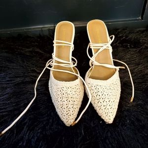 Cream closed heels